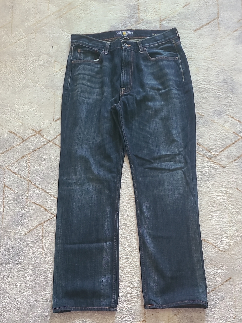 Lucky Brand 181 Relaxed Straight Jeans Mens 34x30 Dark Wash 100% Cotton